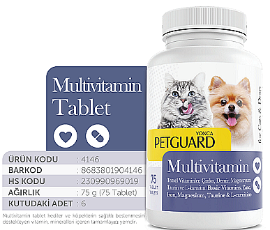 Petguard Kedi&Köpek Multivitamin Tablet 75li