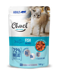 Chuck - Chuck Balıklı Yetişkin Kedi Yaş Mama Pouch 24*100 gr