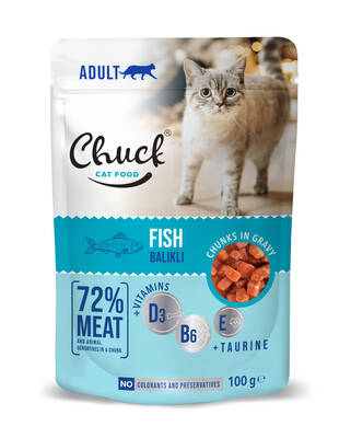Chuck Balıklı Yetişkin Kedi Yaş Mama Pouch 24*100 gr