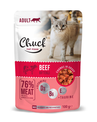 Chuck - Chuck Dana Etli Yetişkin Kedi Yaş Mama Pouch 24*100 gr