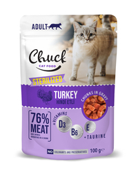 Chuck - Chuck Hindili Kısır Kedi Yaş Mama Pouch 24*100 gr