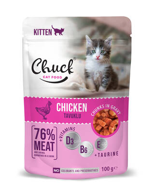 Chuck Tavuklu Yavru Kedi Yaş Mama Pouch 24*100 gr - 1
