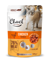 Chuck - Chuck Tavukluı Yetişkin Kedi Yaş Mama Pouch 24*100 gr