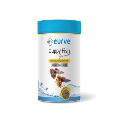 Curve Guppy Fish Granül Lepistes Balık Yemi 100 ml