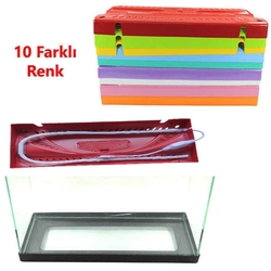Işıklı Renkli Kapaklı Cam Akvaryum 50 cm