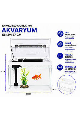 Curve PY-580 Akvaryum Seti Beyaz 58 cm - 1