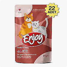 Enjoy Kuzulu Parçalı Yetişkin Yaş Kedi Maması 22*85gr