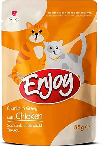 Enjoy Tavuklu Parçalı Yetişkin Yaş Kedi Maması 22*85gr