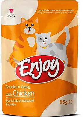 Enjoy Tavuklu Parçalı Yetişkin Yaş Kedi Maması 22*85gr - 1