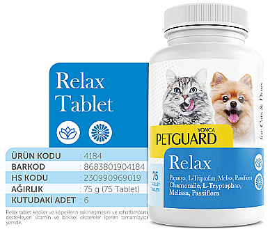 Petguard Kedi&Köpek Relax Tablet 75li - 1