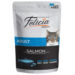 Felicia - Felicia Tahılsız Yetişkin Somonlu Yaş Kedi Maması 85 gr 12 Adet