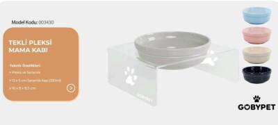 Goby Pleksi Tekli Seramik Mama Kabı Tekli - 1