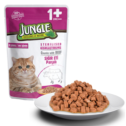 Jungle - Jungle Biftekli Kısır Yetişkin Yaş Kedi Maması 24*100g