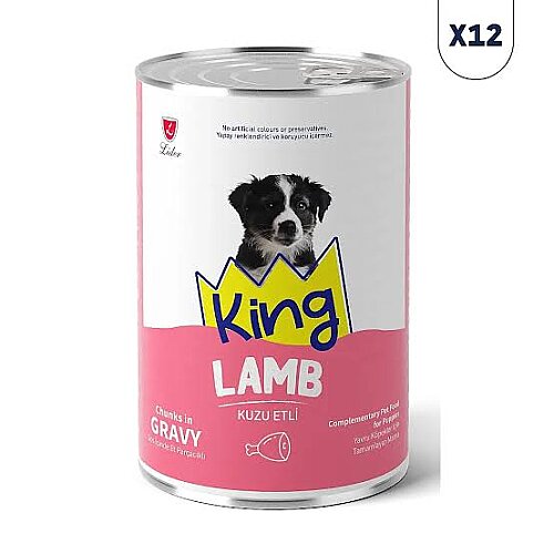 King Sos Kuzu Etli Yavru Köpek Konservesi 400gr*12li