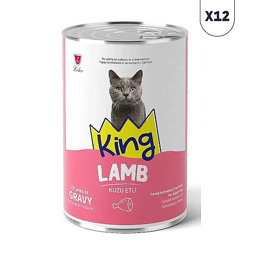 King Sos Kuzu Etli Yetişkin Kedi Konservesi 400gr*12lü
