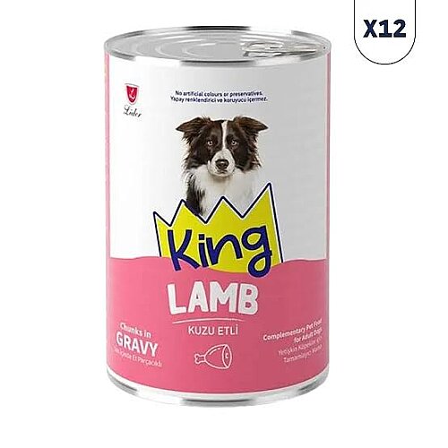King Sos Kuzu Etli Yetişkin Köpek Konservesi 400gr*12li