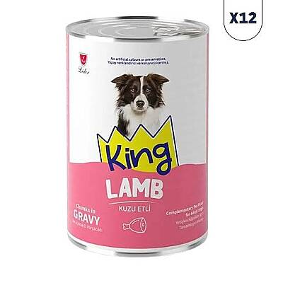 King Sos Kuzu Etli Yetişkin Köpek Konservesi 400gr*12li - 1