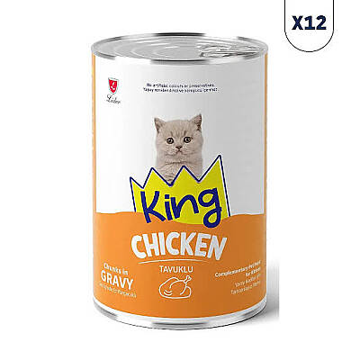 King Sos Tavuklu Yavru Kedi Konservesi 400gr*12li - 1
