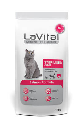 Lavital Yetişkin Somonlu Kısır Kedi Maması 12 kg