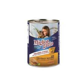 Migliorgatto - Migliorgatto Tavuk&Hindi Parçalı Kedi Konserve 24*405gr