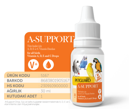 Petguard Kuş Vitamini A-Support 30ml 6lı