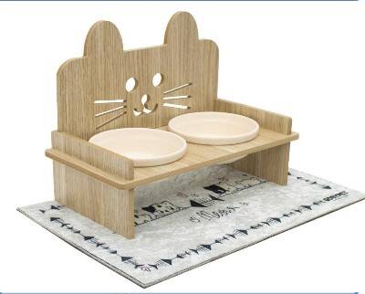 Goby İkili Seramik Mama Kabı Paspaslı Set