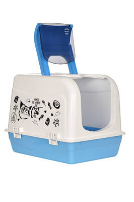 Shippo Maxi Lüx Kapalı Kedi Tuvaleti Mavi
