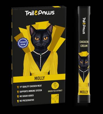 Tail&Paws Molly Tavuklu Krem Kedi Ödül 5 li 15gr - 1